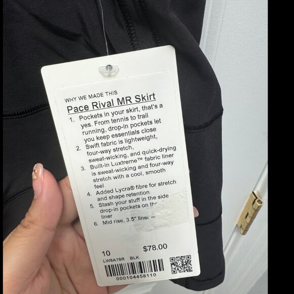 Lululemon Pace Rival Mid-Rise Skirt Black Size 10 - Picture 3 of 11